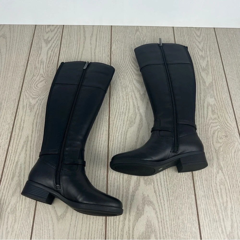 Easy Spirit Women's Leigh Leather Knee High Buckle Detail Boots 6.5M Black $189